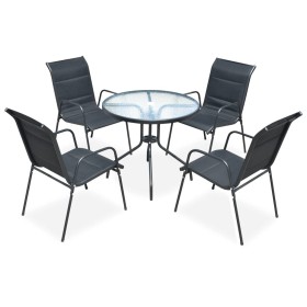 Juego de comedor de jardín 5 piezas de acero negro en Conjuntos de jardín | Comprar online en Foru.es