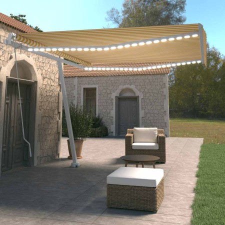 Toldo manual retráctil con LED amarillo y blanco 400x350 cm en Toldos | Comprar online en Foru.es
