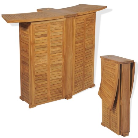 Mesa de bar plegable de madera teca maciza 155x53x105 cm en Mesas de jardín | Comprar online en Foru.es