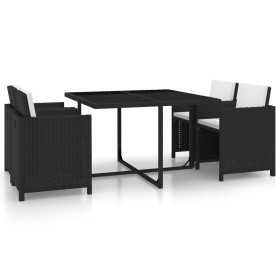 Set comedor de jardín 5 piezas y cojines ratán sintético negro en Conjuntos de jardín | Comprar online en Foru.es
