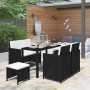Set comedor de jardín 6 piezas y cojines ratán sintético negro en Conjuntos de jardín | Comprar online en Foru.es