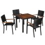 Set comedor jardín 5 pzas ratán sintético y madera acacia negro en Conjuntos de jardín | Comprar online en Foru.es