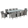 Set de comedor de jardín 11 pzas y cojines ratán sintético gris en Conjuntos de jardín | Comprar online en Foru.es