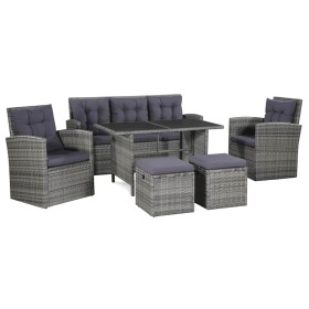 Set de muebles de jardín 6 pzas y cojines ratán sintético gris en Conjuntos de jardín | Comprar online en Foru.es
