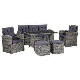 Set de muebles de jardín 6 pzas y cojines ratán sintético gris en Conjuntos de jardín | Comprar online en Foru.es