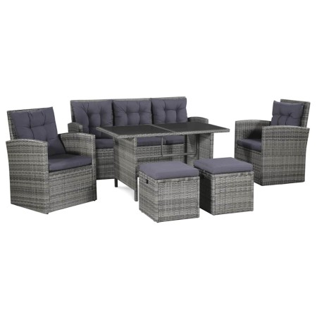 Set de muebles de jardín 6 pzas y cojines ratán sintético gris en Conjuntos de jardín | Comprar online en Foru.es