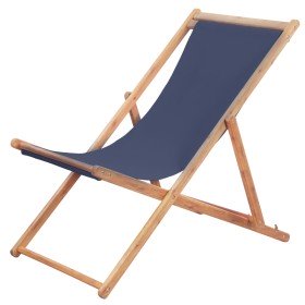 Silla de playa plegable de tela y estructura de madera azul en Sillas de jardín | Comprar online en Foru.es