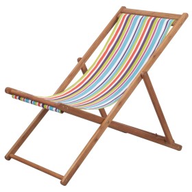 Silla de playa plegable tela y estructura de madera multicolor en Sillas de jardín | Comprar online en Foru.es