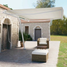 Toldo de pie retráctil manual crema 450x350 cm en Toldos | Comprar online en Foru.es