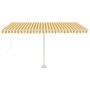 Toldo de pie retráctil manual amarillo y blanco 450x350 cm en Toldos | Comprar online en Foru.es