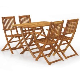 Set comedor de jardín plegable 5 piezas madera maciza de acacia en Conjuntos de jardín | Comprar online en Foru.es