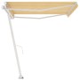 Toldo de pie retráctil manual amarillo y blanco 450x350 cm en Toldos | Comprar online en Foru.es