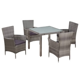 Set de comedor de jardín 5 pzas y cojines ratán sintético gris en Conjuntos de jardín | Comprar online en Foru.es