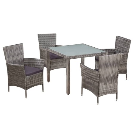 Set de comedor de jardín 5 pzas y cojines ratán sintético gris en Conjuntos de jardín | Comprar online en Foru.es