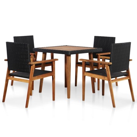 Set de comedor de jardín 5 pzas ratán sintético negro y marrón en Conjuntos de jardín | Comprar online en Foru.es