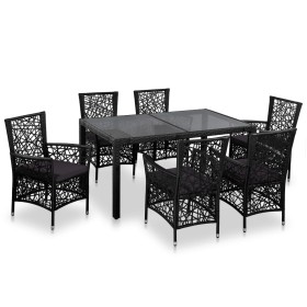 Conjunto de comedor de exterior 7 piezas ratán sintético negro en Conjuntos de jardín | Comprar online en Foru.es
