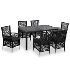Conjunto de comedor de exterior 7 piezas ratán sintético negro en Conjuntos de jardín | Comprar online en Foru.es