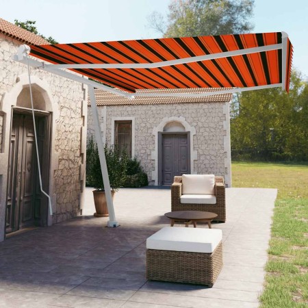 Toldo de pie retráctil manual naranja y marrón 450x350 cm en Toldos | Comprar online en Foru.es