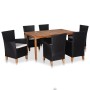 Set de comedor de jardín 7 pzas ratán sintético negro y marrón en Conjuntos de jardín | Comprar online en Foru.es