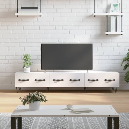 Mueble de TV madera de ingeniería blanco brillo 150x36x30 cm de vidaXL, Muebles TV - Ref: Foro24-829150, Precio: 92,07 €, Des...