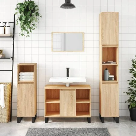 Mueble de baño madera de ingeniería roble Sonoma 80x33x60 cm de vidaXL, Tocadores de baño - Ref: Foro24-831639, Precio: 68,67...
