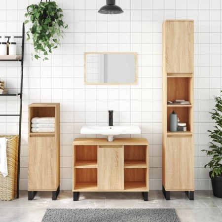 Mueble de baño madera de ingeniería roble Sonoma 80x33x60 cm de vidaXL, Tocadores de baño - Ref: Foro24-831639, Precio: 69,49...