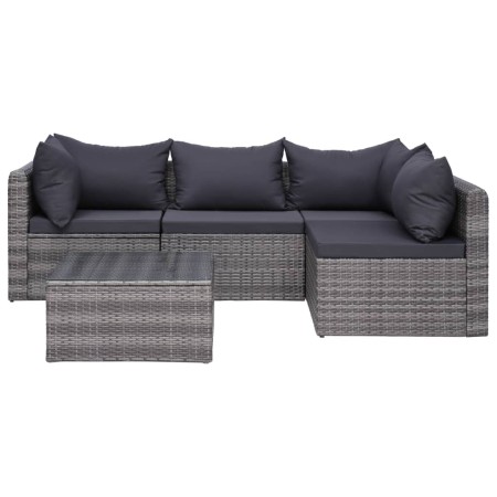 Set de muebles de jardín y cojines 5 pzas. ratán sintético gris en Conjuntos de jardín | Comprar online en Foru.es