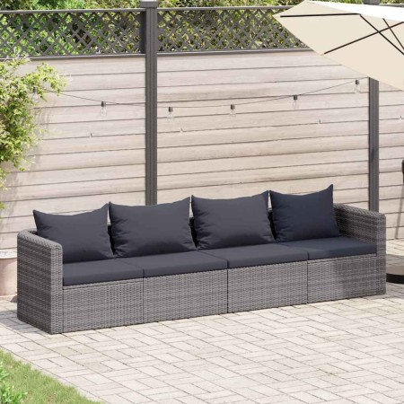 Set de sofás de jardín 4 piezas y cojines ratán sintético gris en Sofás de exterior | Comprar online en Foru.es
