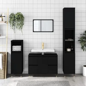 Mueble de baño madera de ingeniería negro 80x33x60 cm de vidaXL, Tocadores de baño - Ref: Foro24-831645, Precio: 75,93 €, Des...