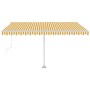 Toldo de pie automático amarillo y blanco 450x350 cm en Toldos | Comprar online en Foru.es