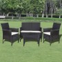 Set de muebles de jardín 4 pzas y cojines ratán sintético negro en Conjuntos de jardín | Comprar online en Foru.es