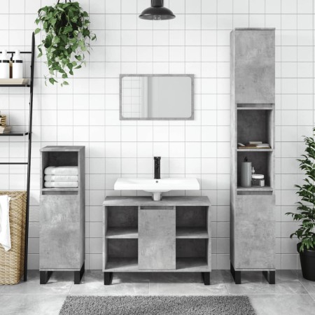 Mueble de baño madera de ingeniería gris hormigón 80x33x60 cm de vidaXL, Tocadores de baño - Ref: Foro24-831640, Precio: 60,8...