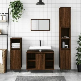 Mueble de baño madera de ingeniería roble marrón 80x33x60 cm de vidaXL, Tocadores de baño - Ref: Foro24-831635, Precio: 57,86...