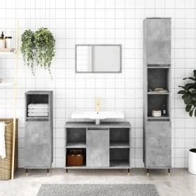 Armario de baño madera contrachapada gris hormigón 30x30x100 cm de vidaXL, Tocadores de baño - Ref: Foro24-831552, Precio: 45...