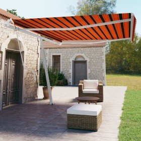 Toldo de pie automático naranja y marrón 450x350 cm en Toldos | Comprar online en Foru.es