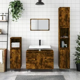 Mueble de baño madera de ingeniería roble ahumado 80x33x60 cm de vidaXL, Tocadores de baño - Ref: Foro24-831657, Precio: 86,4...