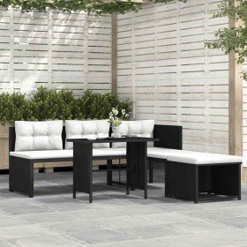 Set de muebles de jardín 4 piezas ratán sintético negro en Conjuntos de jardín | Comprar online en Foru.es