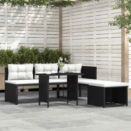 Set de muebles de jardín 4 piezas ratán sintético negro en Conjuntos de jardín | Comprar online en Foru.es