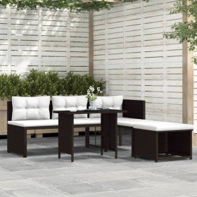 Set de muebles de jardín 4 piezas ratán sintético marrón en Conjuntos de jardín | Comprar online en Foru.es