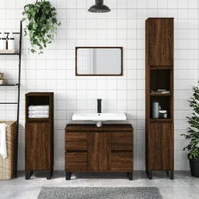 Armario de baño madera contrachapada marrón roble 30x30x100 cm de vidaXL, Tocadores de baño - Ref: Foro24-831571, Precio: 45,...