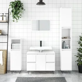 Mueble de baño madera de ingeniería blanco brillo 80x33x60 cm de vidaXL, Tocadores de baño - Ref: Foro24-831654, Precio: 104,...