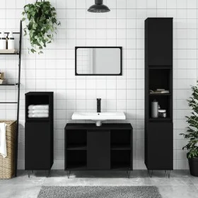 Mueble de baño madera de ingeniería negro 80x33x60 cm de vidaXL, Tocadores de baño - Ref: Foro24-831629, Precio: 57,80 €, Des...