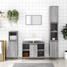 Armario de baño madera contrachapada gris Sonoma 30x30x100 cm by vidaXL, bathroom vanities - Ref: Foro24-831554, Price: 48,48...