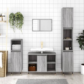 Armario de baño madera contrachapada gris Sonoma 30x30x100 cm de vidaXL, Tocadores de baño - Ref: Foro24-831554, Precio: 49,1...