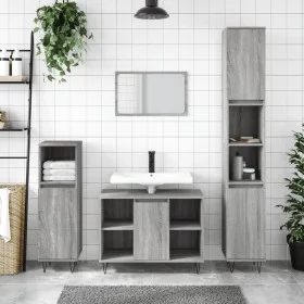 Sonoma gray engineered wood bathroom cabinet 80x33x60 cm by vidaXL, bathroom vanities - Ref: Foro24-831634, Price: 57,80 €, D...