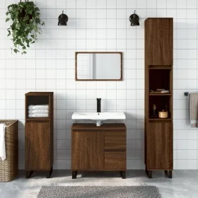 Armario de baño madera contrachapada marrón roble 65x33x60 cm de vidaXL, Tocadores de baño - Ref: Foro24-831619, Precio: 70,0...