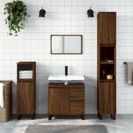 Armario de baño madera contrachapada marrón roble 65x33x60 cm de vidaXL, Tocadores de baño - Ref: Foro24-831619, Precio: 67,8...