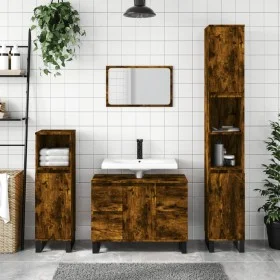 Mueble de baño madera de ingeniería roble ahumado 80x33x60 cm de vidaXL, Tocadores de baño - Ref: Foro24-831665, Precio: 90,4...