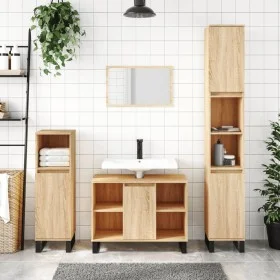 Mueble de baño madera de ingeniería roble Sonoma 80x33x60 cm de vidaXL, Tocadores de baño - Ref: Foro24-831631, Precio: 59,63...