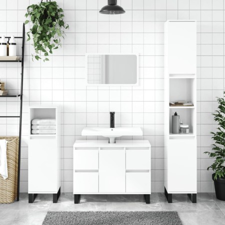Mueble de baño madera de ingeniería blanco brillo 80x33x60 cm de vidaXL, Tocadores de baño - Ref: Foro24-831662, Precio: 116,...